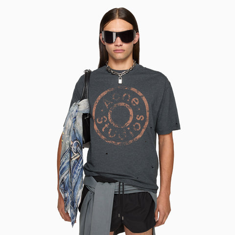 Acne Studios Relaxed Fit Logo Crew Neck T-shirt Black Melange