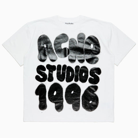 Acne Studios Logo T-Shirt Relaxed Unisex Fit Optic White