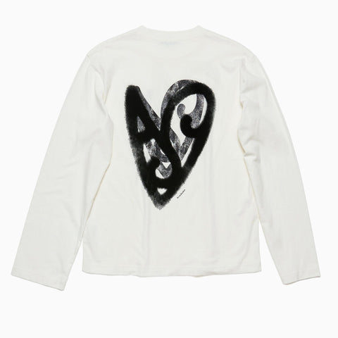 Acne Studios Long Sleeve Logo T-Shirt Relaxed Fit Optic White