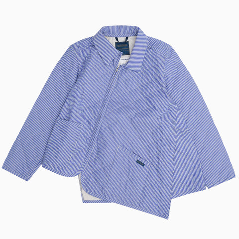 Comme des Garçons SHIRT x Lavenham Asymmetric Quilted Striped Jacket Blue
