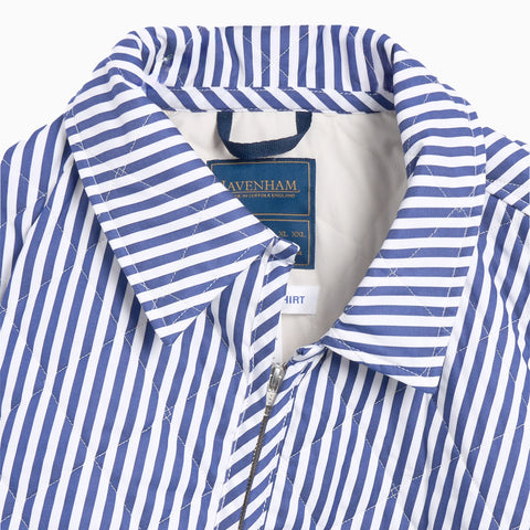 Comme des Garçons SHIRT x Lavenham Asymmetric Quilted Striped Jacket Blue