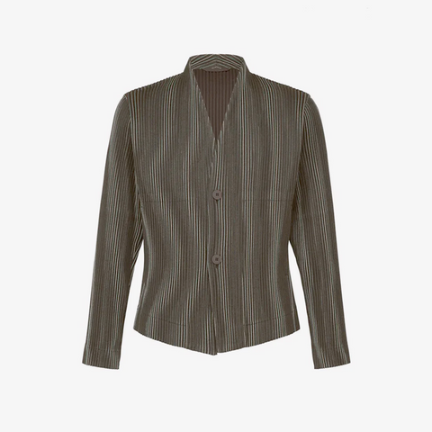 Homme Plissé Issey Miyake Tweed Pleats Jacket Brown