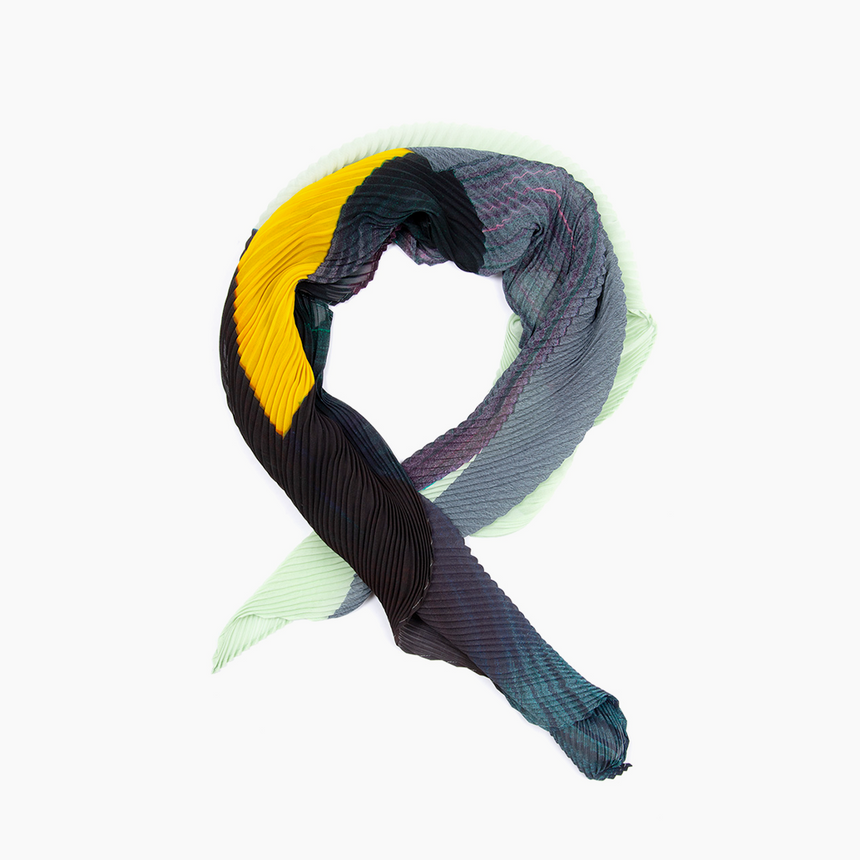 Homme Plissé Issey Miyake Pleated RB Printed Scarf Mint Multicolor