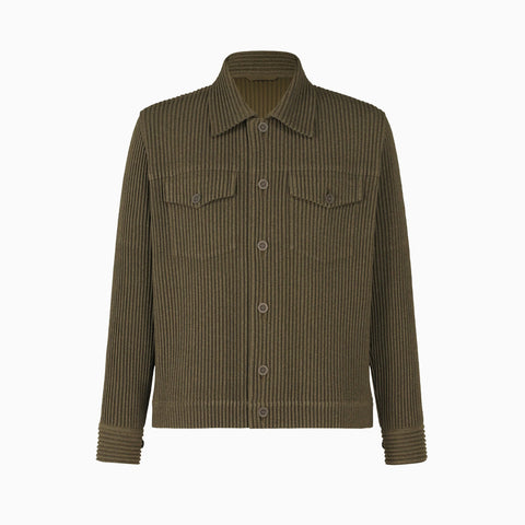 Homme Plissé Issey Miyake Wool Like Light Jacket Khaki