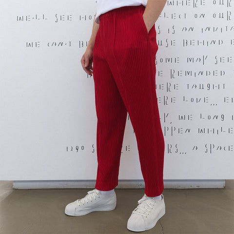 Homme Plissé Issey Miyake Pleats Bottoms 2 Trousers Red