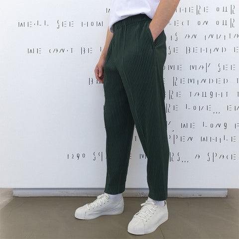Homme Plissé Issey Miyake Pleats Bottoms 2 Trousers Dark Green