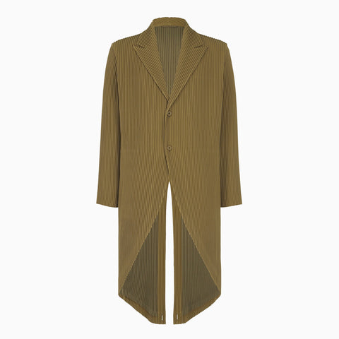 Homme Plissé Issey Miyake Tuxedo Pleats Tailcoat Jacket Khaki