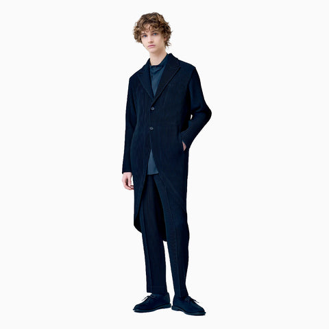 Homme Plissé Issey Miyake Tuxedo Pleats Tailcoat Jacket Khaki