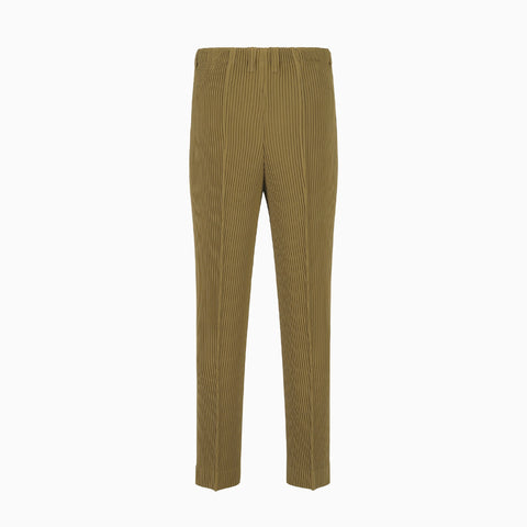 Homme Plissé Issey Miyake Tuxedo Pleats Trousers Khaki