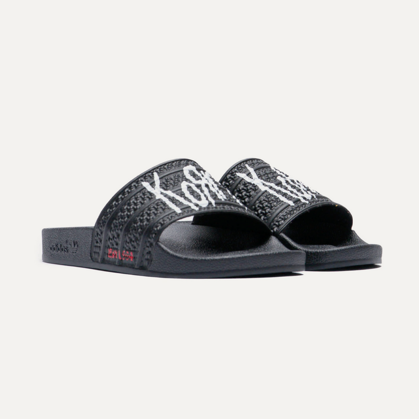 adidas Originals x KoRn Adilette Slide Core Black / Cloud White / Better Scarlet