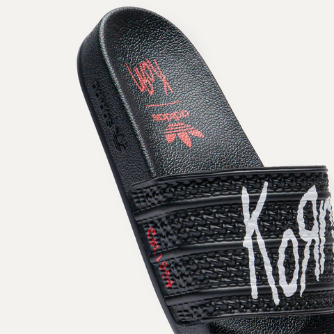 adidas Originals x KoRn Adilette Slide Core Black / Cloud White / Better Scarlet