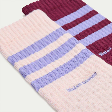 adidas Originals x Wales Bonner 3-Stripes Socks Maroon / Wonder Quartz