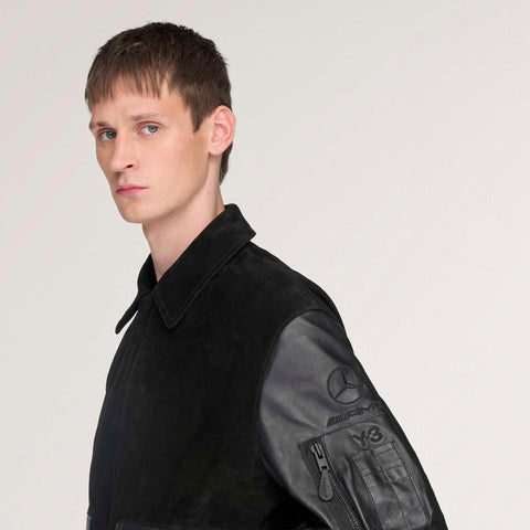 adidas Y-3 Mercedes Leather Racing Jacket Black