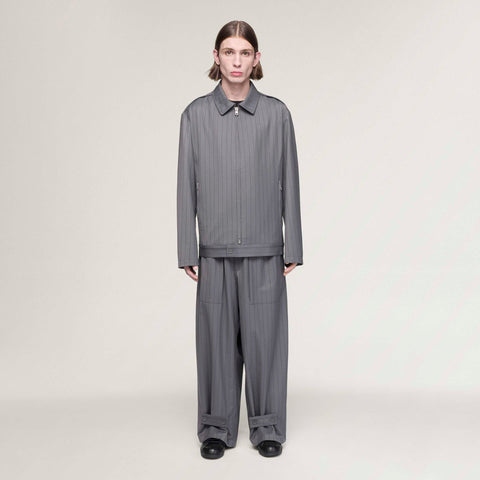 adidas Y-3 Pinstripe Refined Wool Wide Leg Tracksuit Bottoms Granite / Black