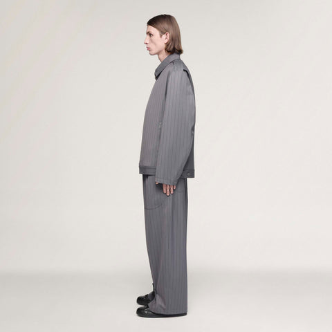 adidas Y-3 Pinstripe Refined Wool Wide Leg Tracksuit Bottoms Granite / Black