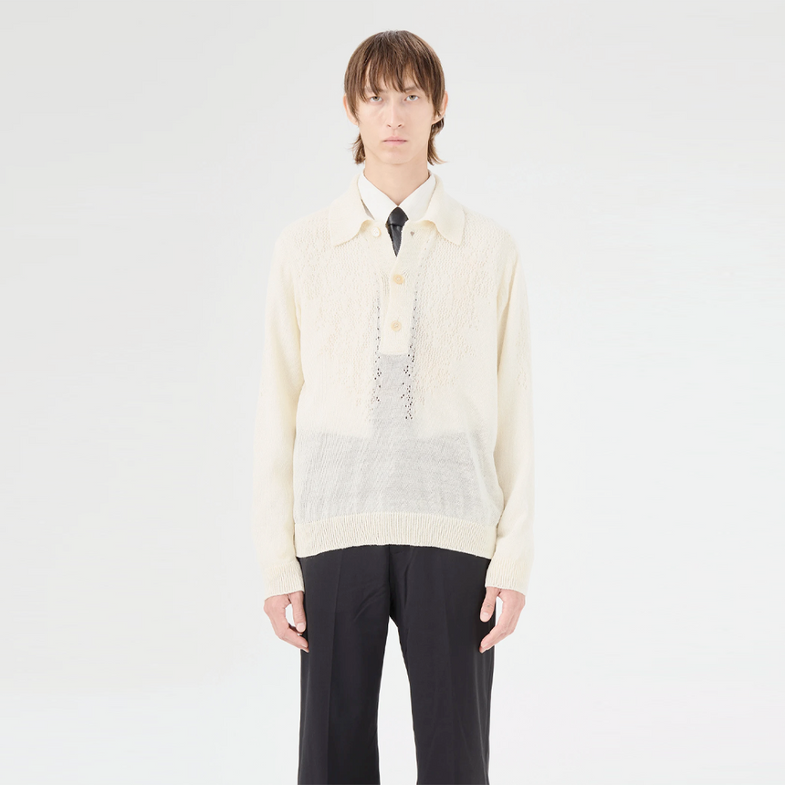 Our Legacy Big Piquet Cardigan White Floral Pointille