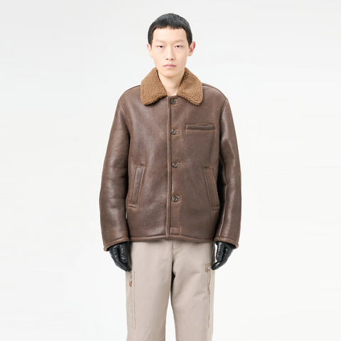 Our Legacy Alaska Jacket Rustic Grain Brown Shearling