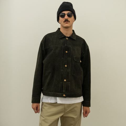 Yâr’in Type 1 Cashmere Suede Jacket Khaki
