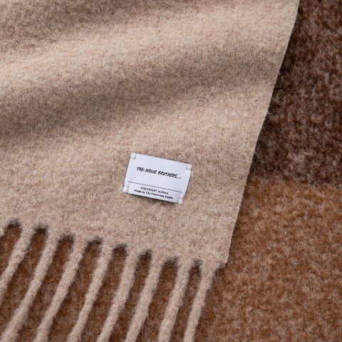 The Inoue Brothers Double Faced Woolly Scarf Block Dark Brown