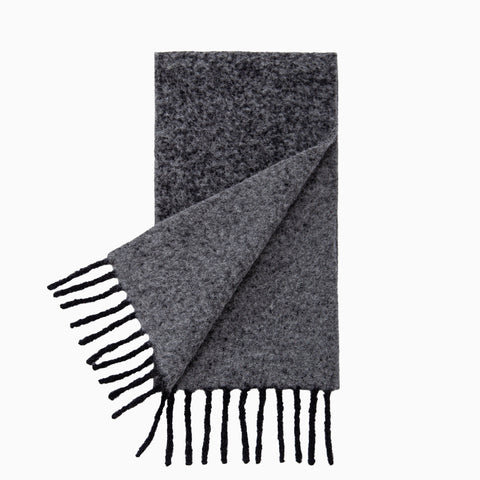The Inoue Brothers Double Faced Woolly Scarf Black / Grey