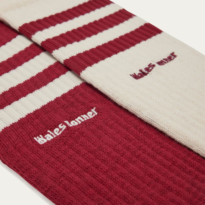 adidas Originals x Wales Bonner 3S Socks Wonder White / Collegiate Burgundy