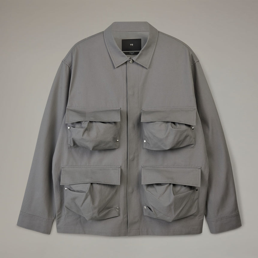 adidas Y-3 Long Sleeve Pocket Overshirt Charcoal Solid Grey