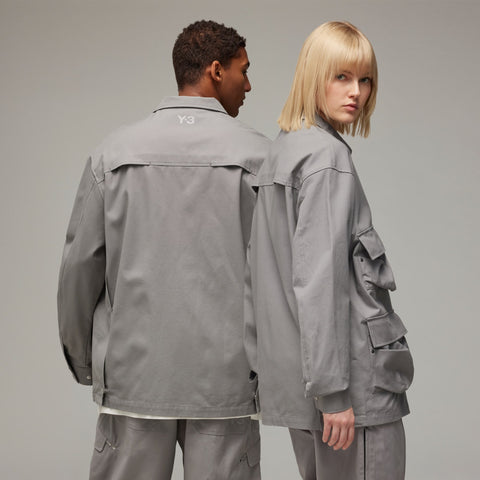 adidas Y-3 Long Sleeve Pocket Overshirt Charcoal Solid Grey