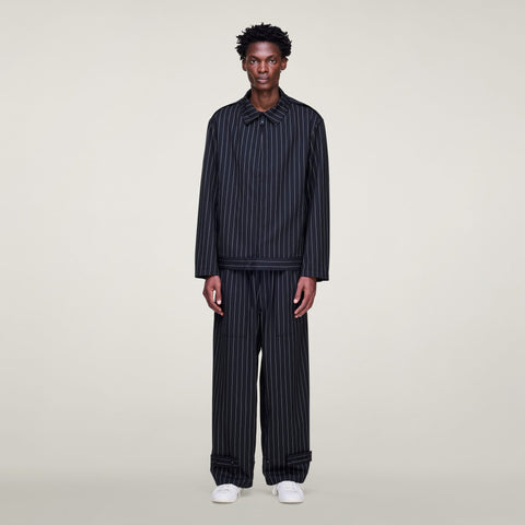adidas Y-3 Pinstripe Refind Wool Wide Leg Pants Black / Chalk Pearl