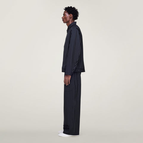 adidas Y-3 Pinstripe Refind Wool Wide Leg Pants Black / Chalk Pearl