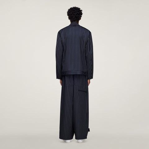 adidas Y-3 Pinstripe Refind Wool Wide Leg Pants Black / Chalk Pearl