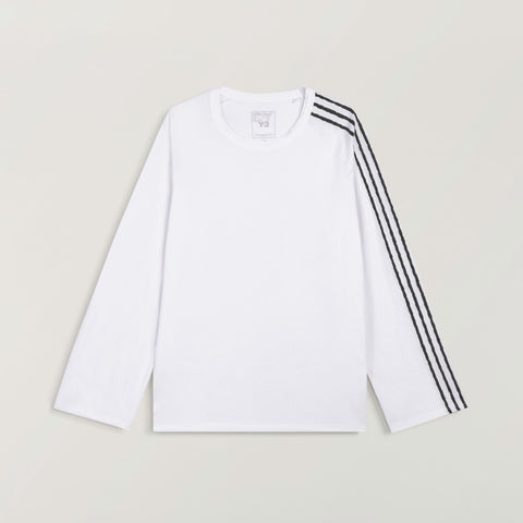 adidas Y-3 Raw Edge 3-Stripes Long Sleeve Tee Chalk White