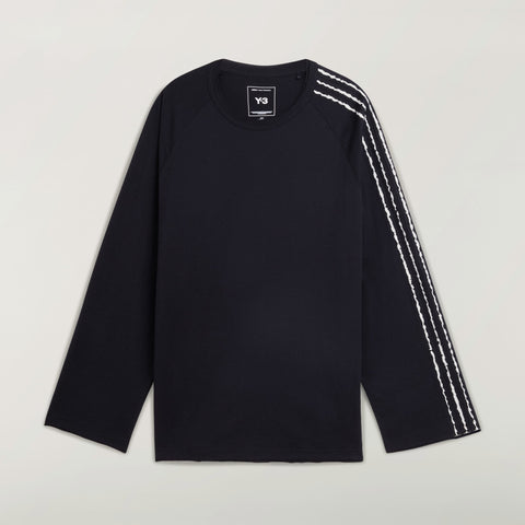 adidas Y-3 Raw Edge 3-Stripes Long Sleeve Tee Black