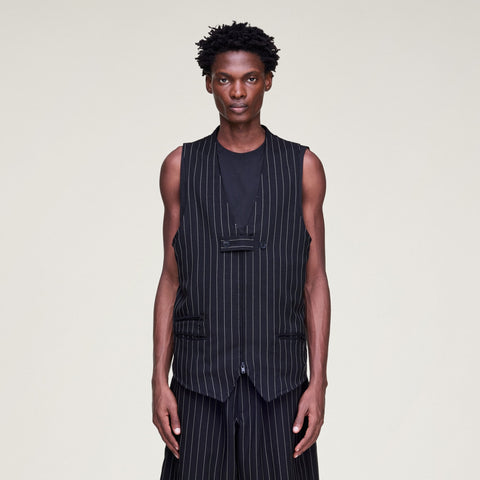 adidas Y-3 Sport Uniform Pinstripe Tailored Vest Black