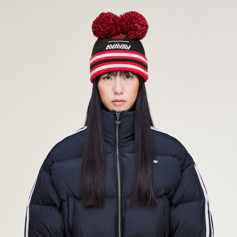 adidas Originals x AVAVAV Souvenir Pom-Pom Beanie Black / Better Scarlet