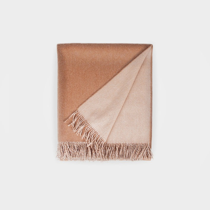 The Inoue Brothers Two-Colour Large Brushed Stole Brown / Beige
