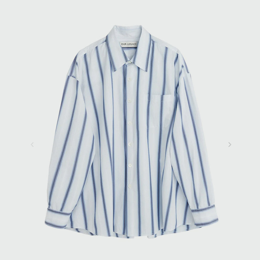 Our Legacy Borroved Shirt Blue Crypto Stripe