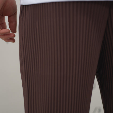 Homme Plissé Issey Miyake Color Pleats Trousers Edge Brown