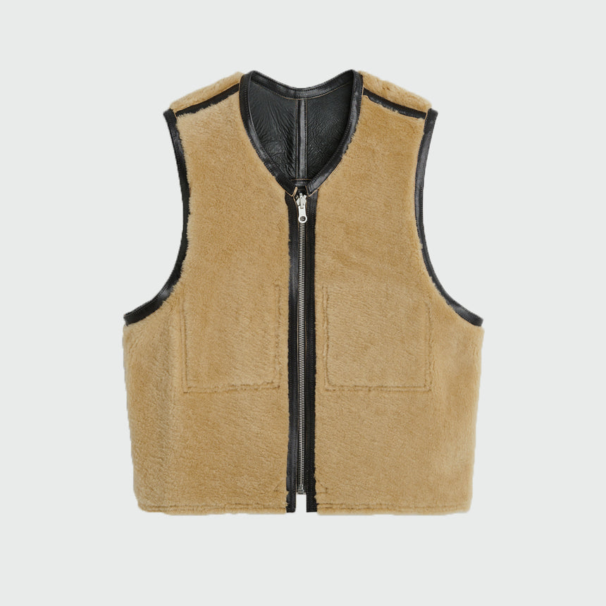 Our Legacy Reversible Shearling Vest Black / Brown
