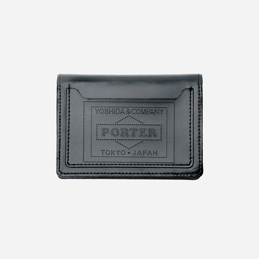Porter-Yoshida & Co. PS Glass Leather Vertical Card Case Black