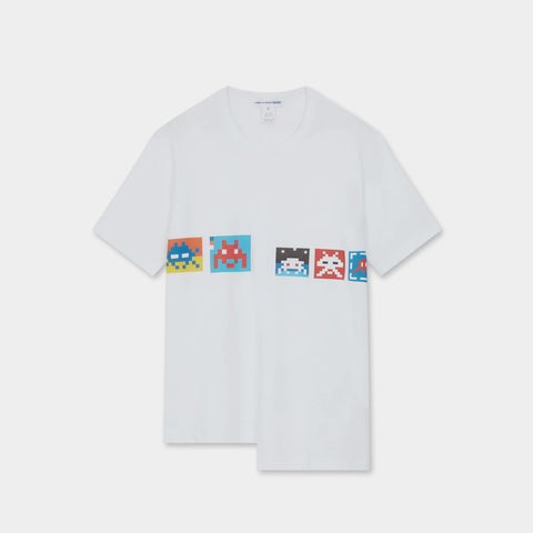 Comme Des Garcons Shirt Space Invaders Graphic T-Shirt White