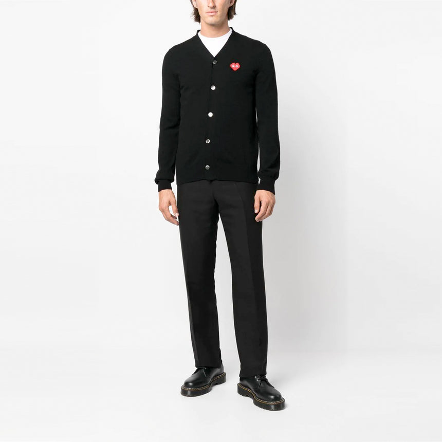 Comme des Garcons Play Multicolor Red Heart Pinstriped Shirt Black