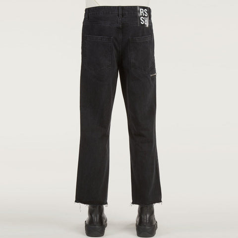 Raf Simons Cropped Denim Pants With Zipped Pocket Black