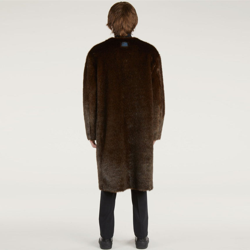 Raf Simons Nylon Labo Coat With Fake Fur Lining White / Dark brown