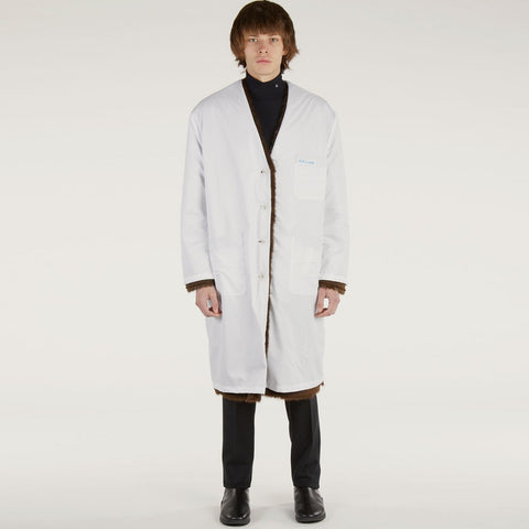 Raf Simons Nylon Labo Coat With Fake Fur Lining White / Dark brown