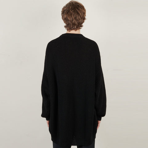 Raf Simons Fine Ribbed Roundneck Sweater With Scout Badge Black