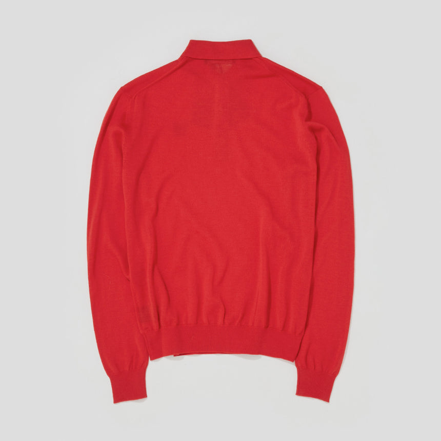 Raf Simons Tonal Embroidery Knit Polo Shirt Red