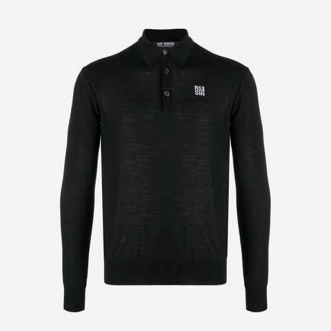 Raf Simons Tonal Embroidery Knit Polo Dark Navy