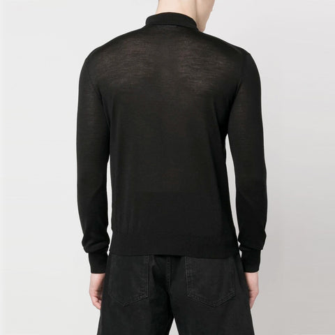 Raf Simons Tonal Embroidery Knit Polo Dark Navy