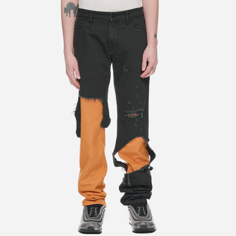 Raf Simons Destroyed Double Denim Jeans Orange