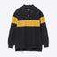 Beams Plus Pique Panel Stripe Long Sleeve Polo Black